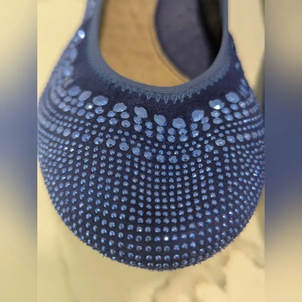 Hush Puppies Blue Sparkle Studs Ballet Flats Shoes Couchend Comfort Rhinestone 7